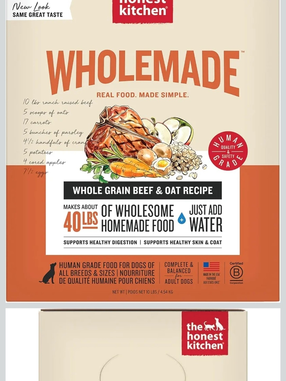 The Honest Kitchen WholeMade Whole Grain Beef & Oat Recipe - Orange